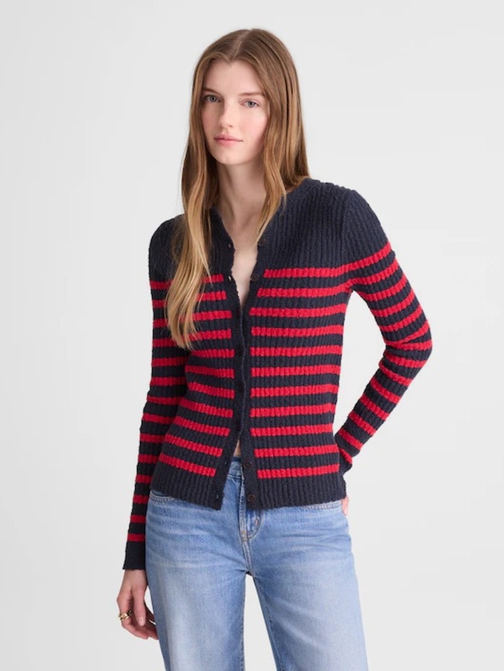 NWT! Madewell Navy & Red Striped Cardigan